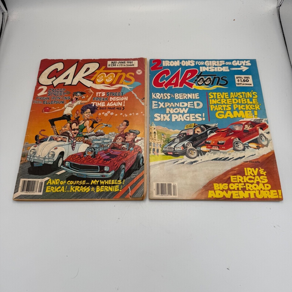 Vintage CARtoons Magazine Lot May-June 1981 April 1985 Petersen Publishing 2pc